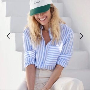 AYR Deep End striped blue white button down shirt oversized